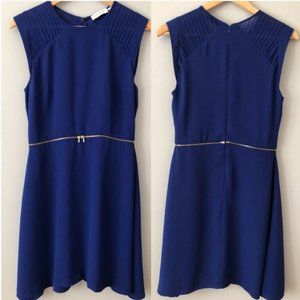 Sandro Blue Dress with Gold Zipper Details